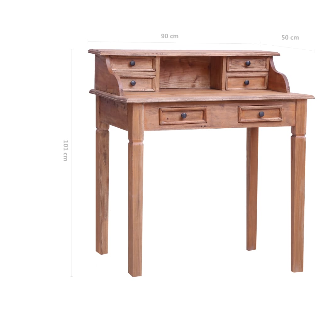 Writing Desk With Drawers 90X50X101 Cm Solid Mahogany Wood