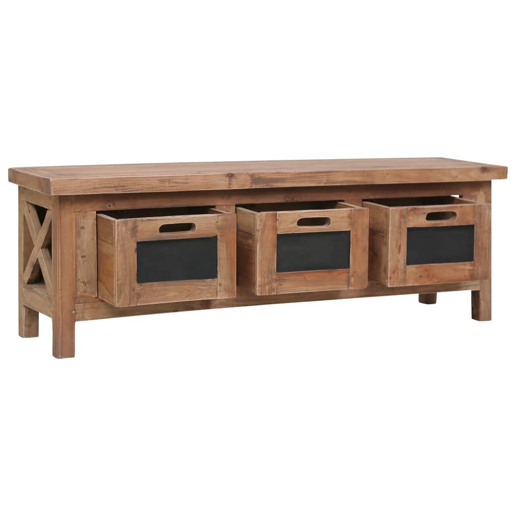 Tv Cabinet With 3 Drawers 120X30X40 Cm Solid Mahogany Wood
