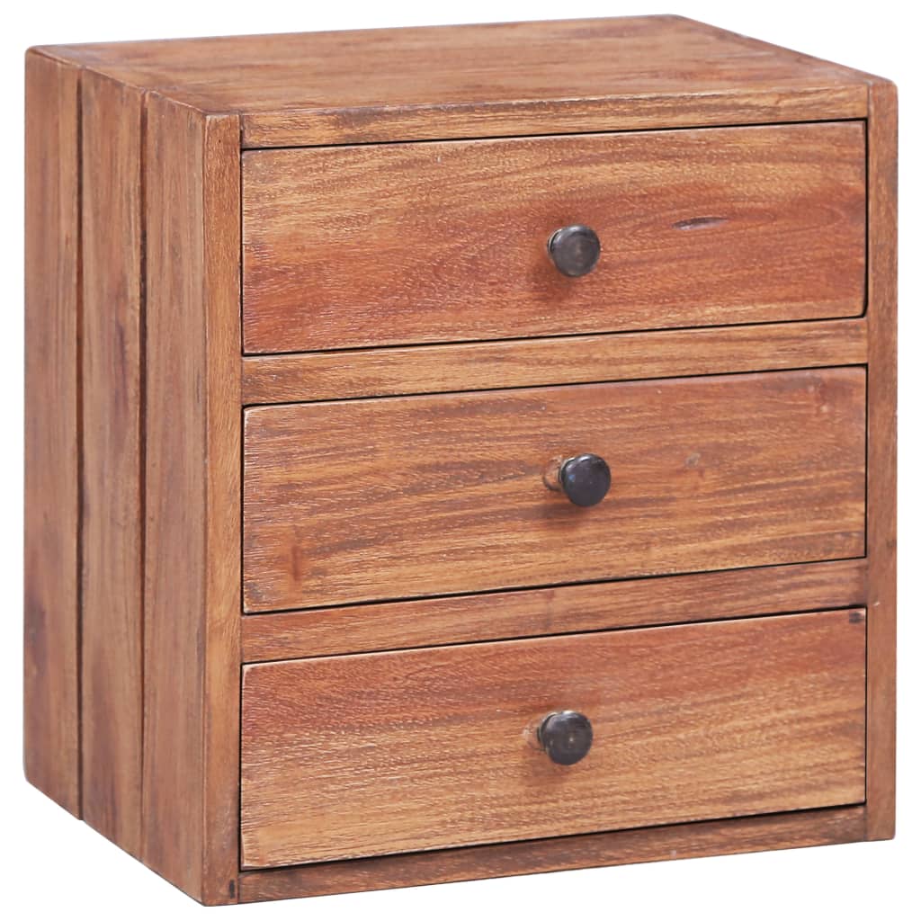 Bedside Cabinet With 3 Drawers 35X25X35 Cm Solid Mahogany Wood
