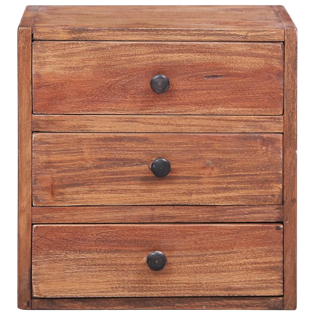 Bedside Cabinet With 3 Drawers 35X25X35 Cm Solid Mahogany Wood