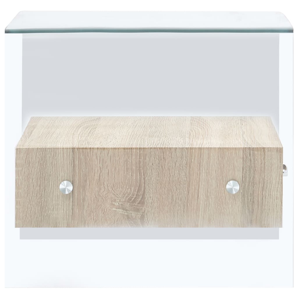 Coffee Table With Drawer 50X50X45 Cm Tempered Glass