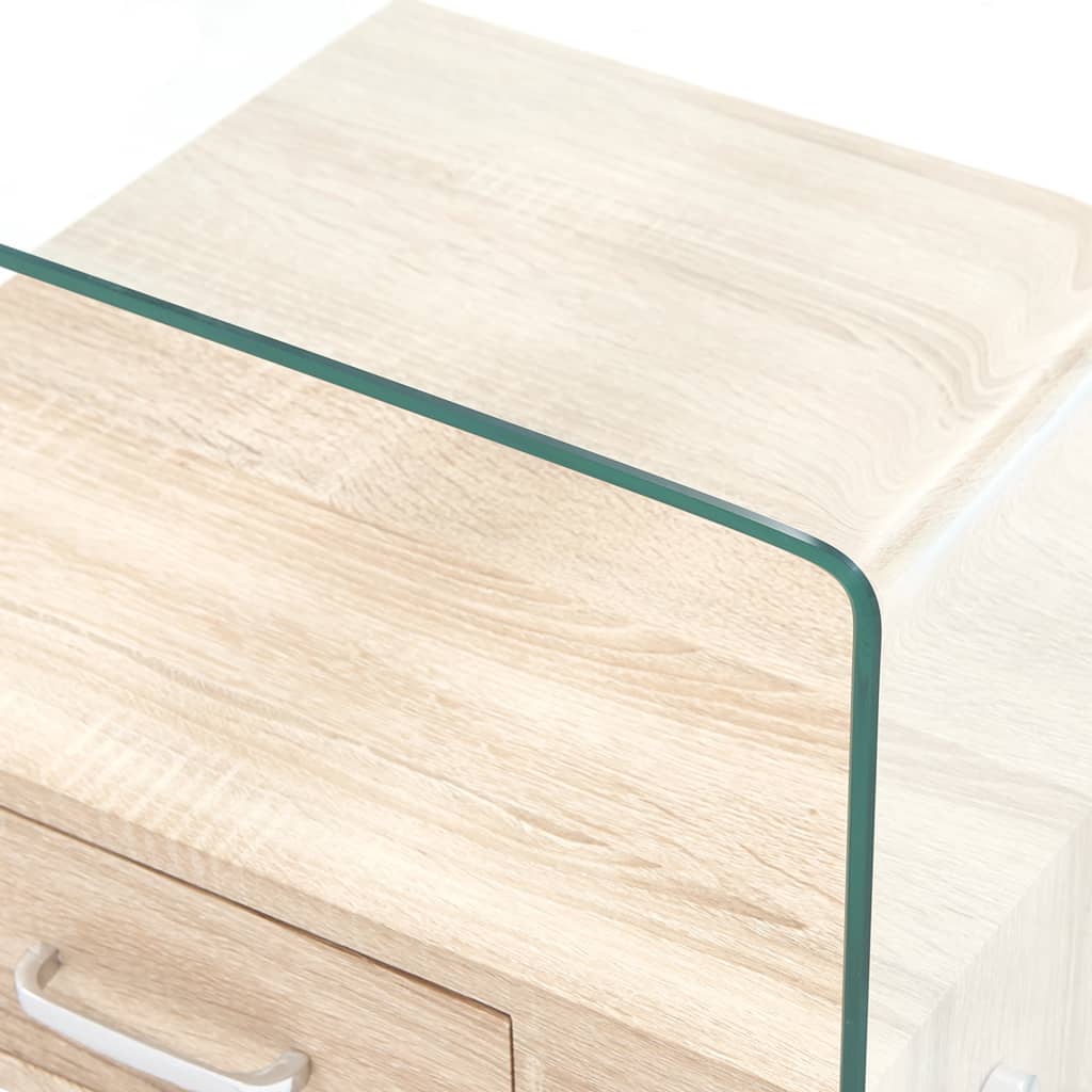 Coffee Table With Drawer 50X50X45 Cm Tempered Glass