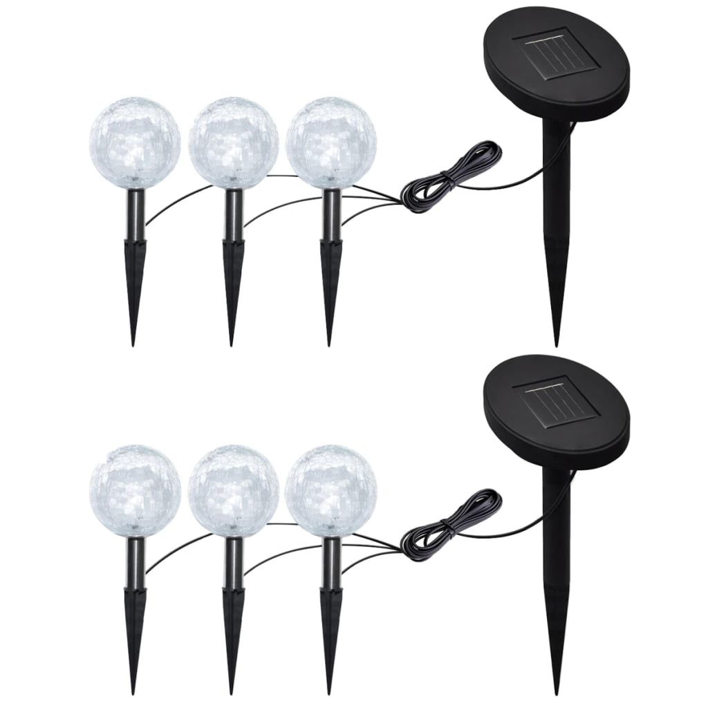 Solar Bowl 3 Led Garden Lights With Spike Anchors & Solar Panel
