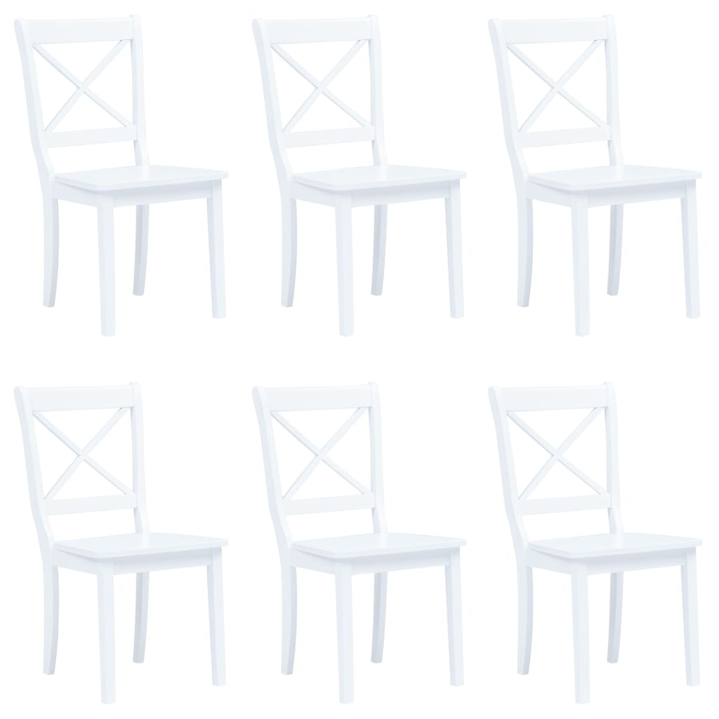 Dining Chairs 6 Pcs White And Light Wood Solid Rubber Wood