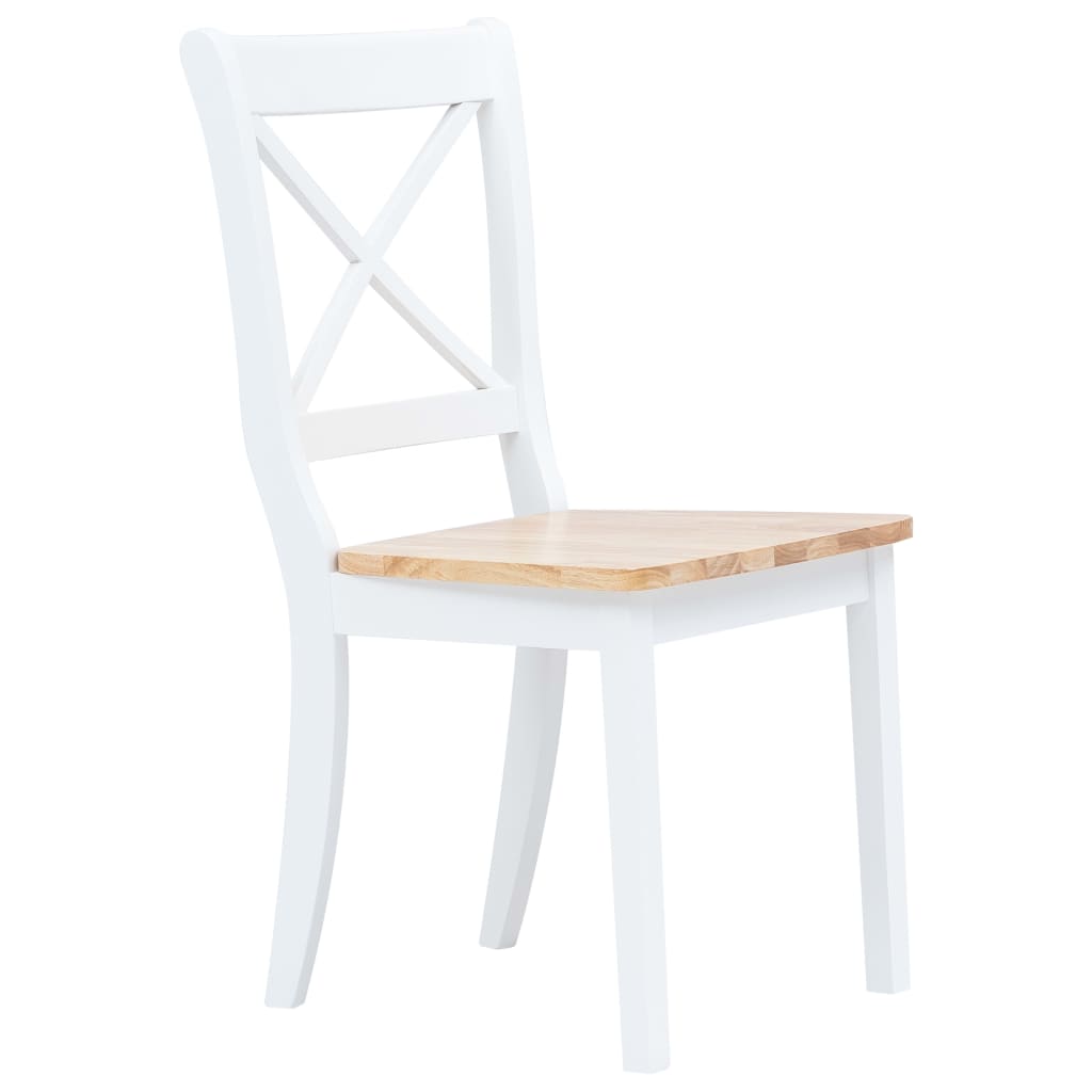 Dining Chairs 6 Pcs White And Light Wood Solid Rubber Wood