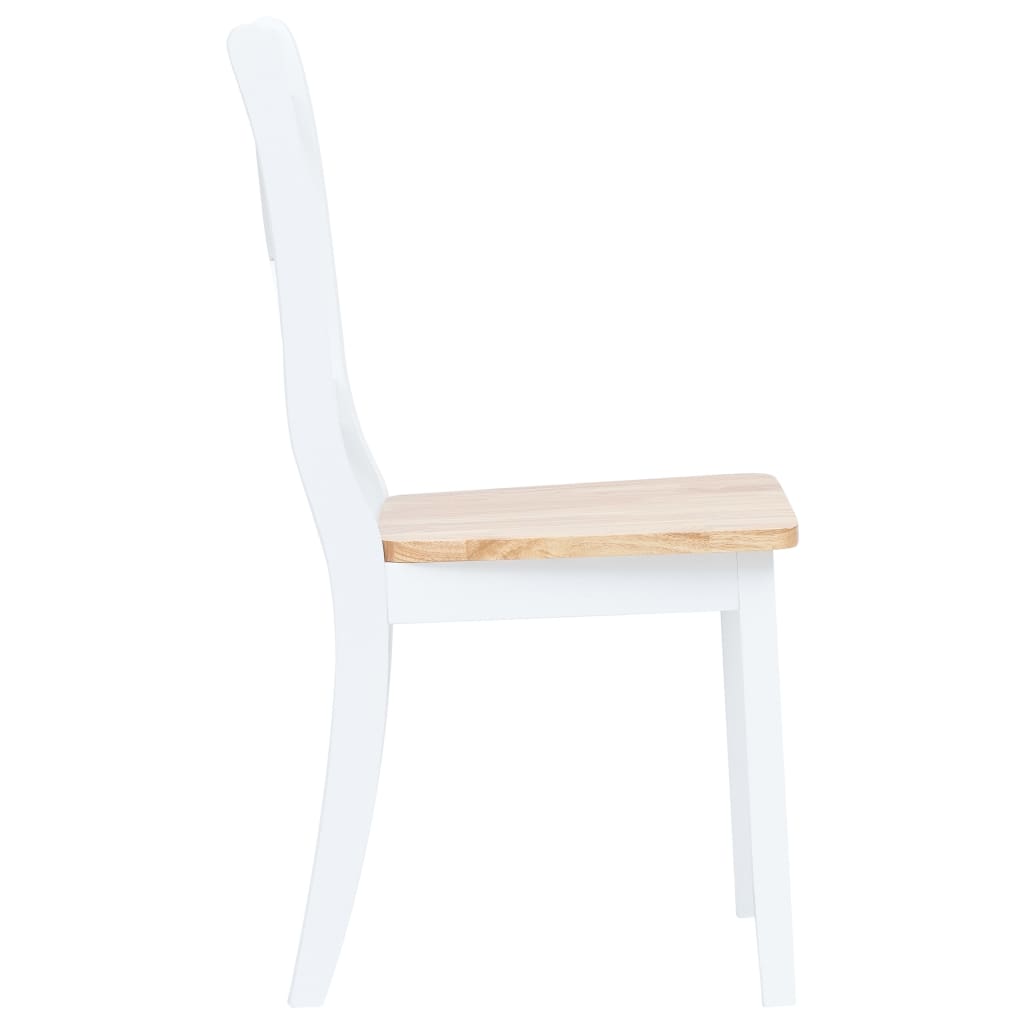 Dining Chairs 6 Pcs White And Light Wood Solid Rubber Wood