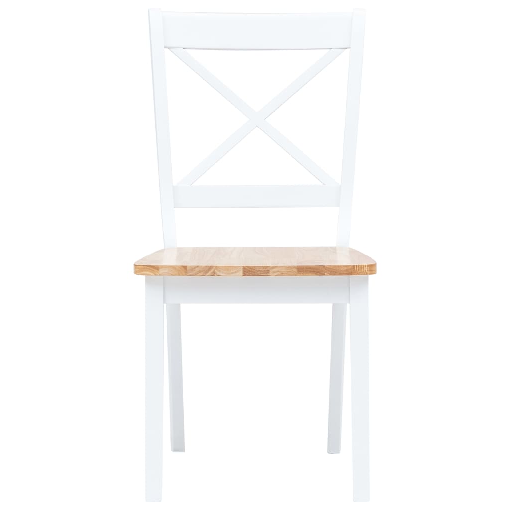 Dining Chairs 6 Pcs White And Light Wood Solid Rubber Wood