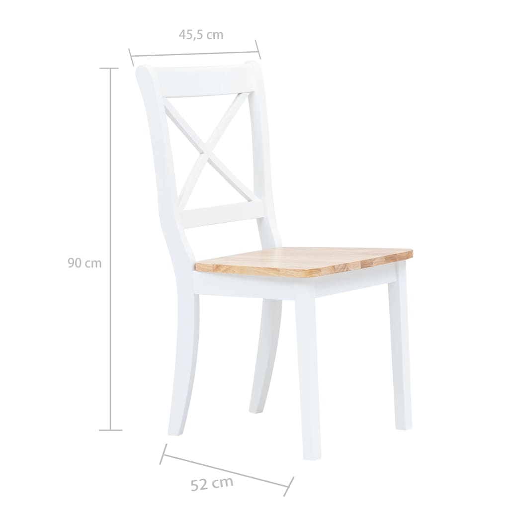 Dining Chairs 6 Pcs White And Light Wood Solid Rubber Wood