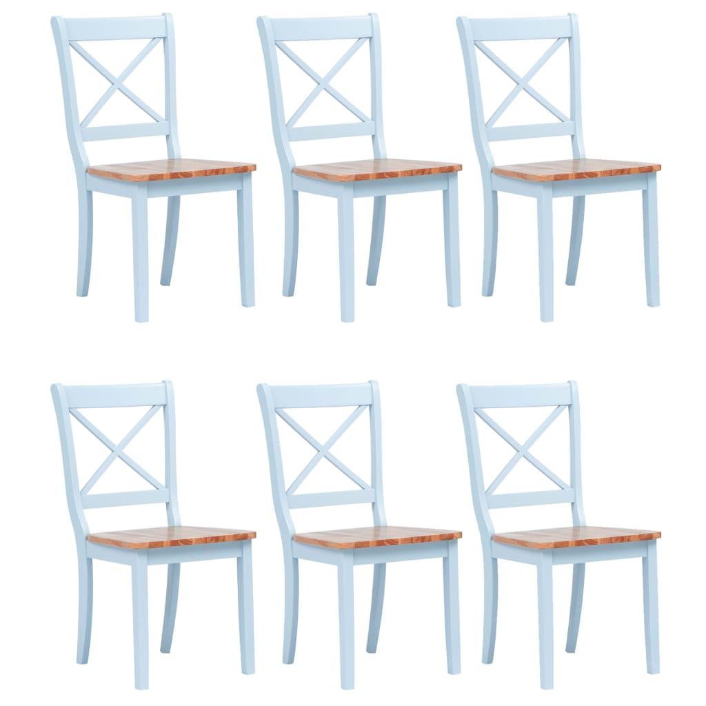Dining Chairs 6 Pcs White And Light Wood Solid Rubber Wood