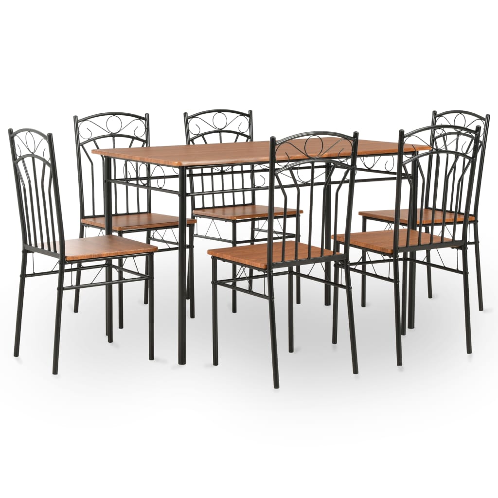 5 Piece Dining Set Mdf And Steel Brown