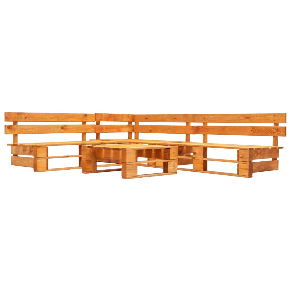 4 Piece Garden Pallet Lounge Set Natural Wood