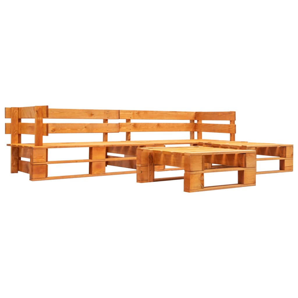4 Piece Garden Pallets Lounge Set Wood