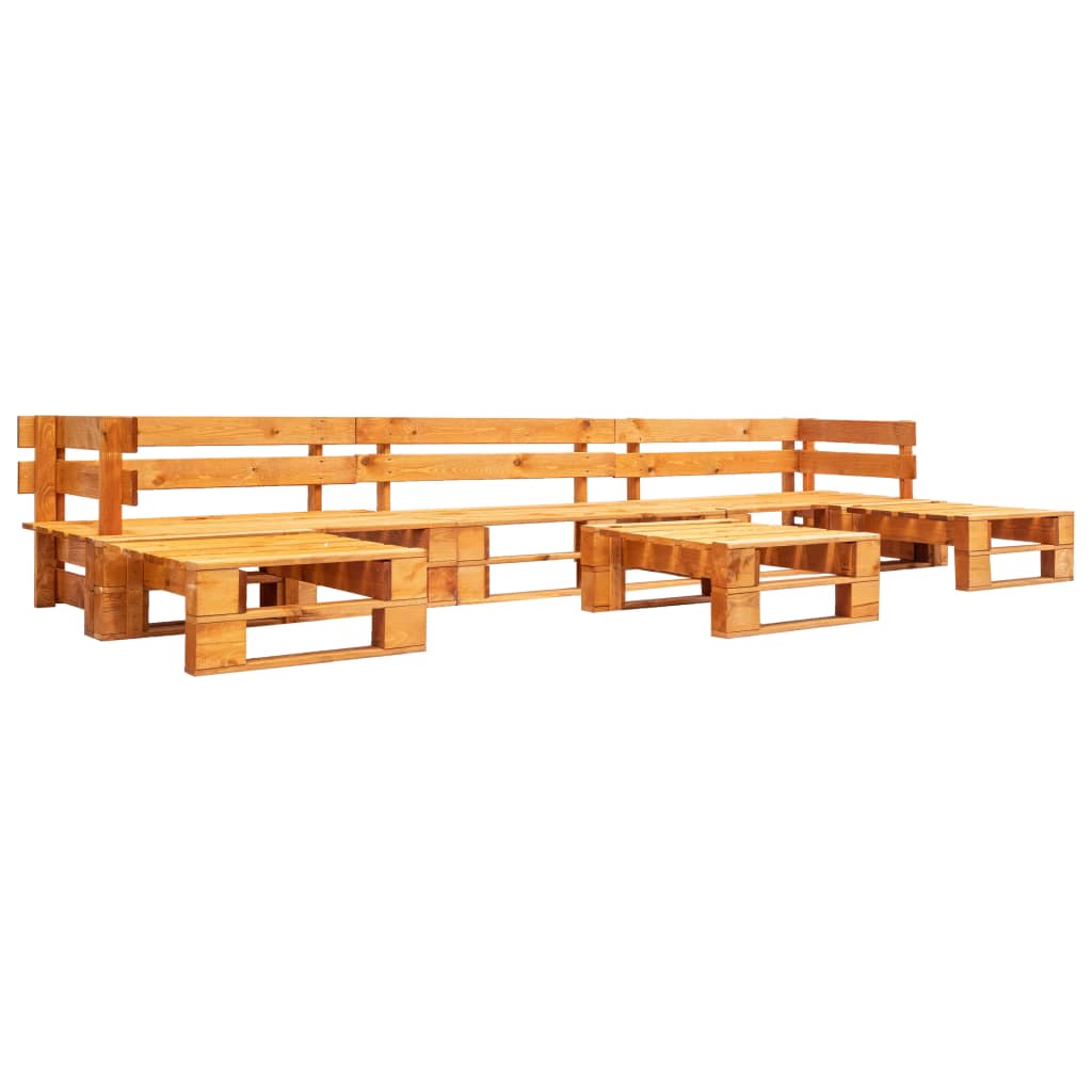6 Piece Garden Pallet Lounge Set Natural Wood