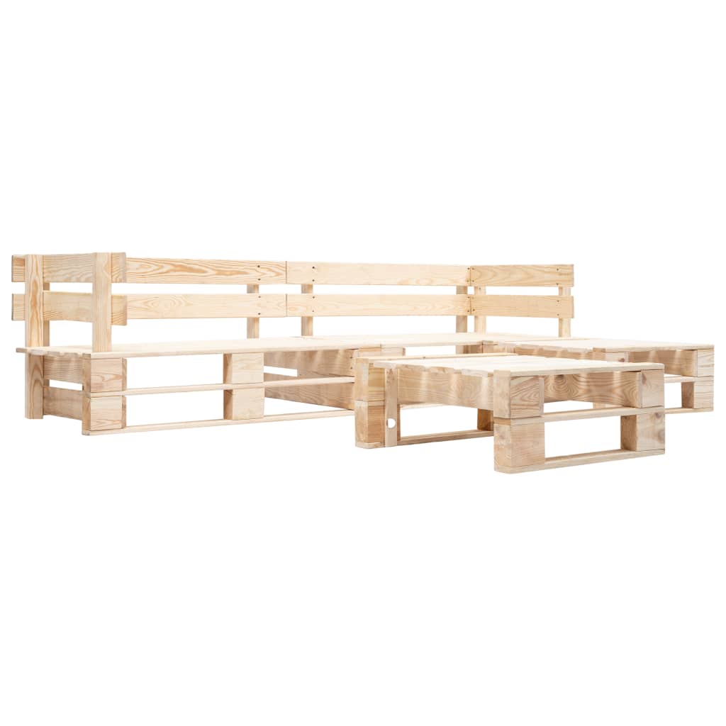 4 Piece Garden Pallets Lounge Set Wood