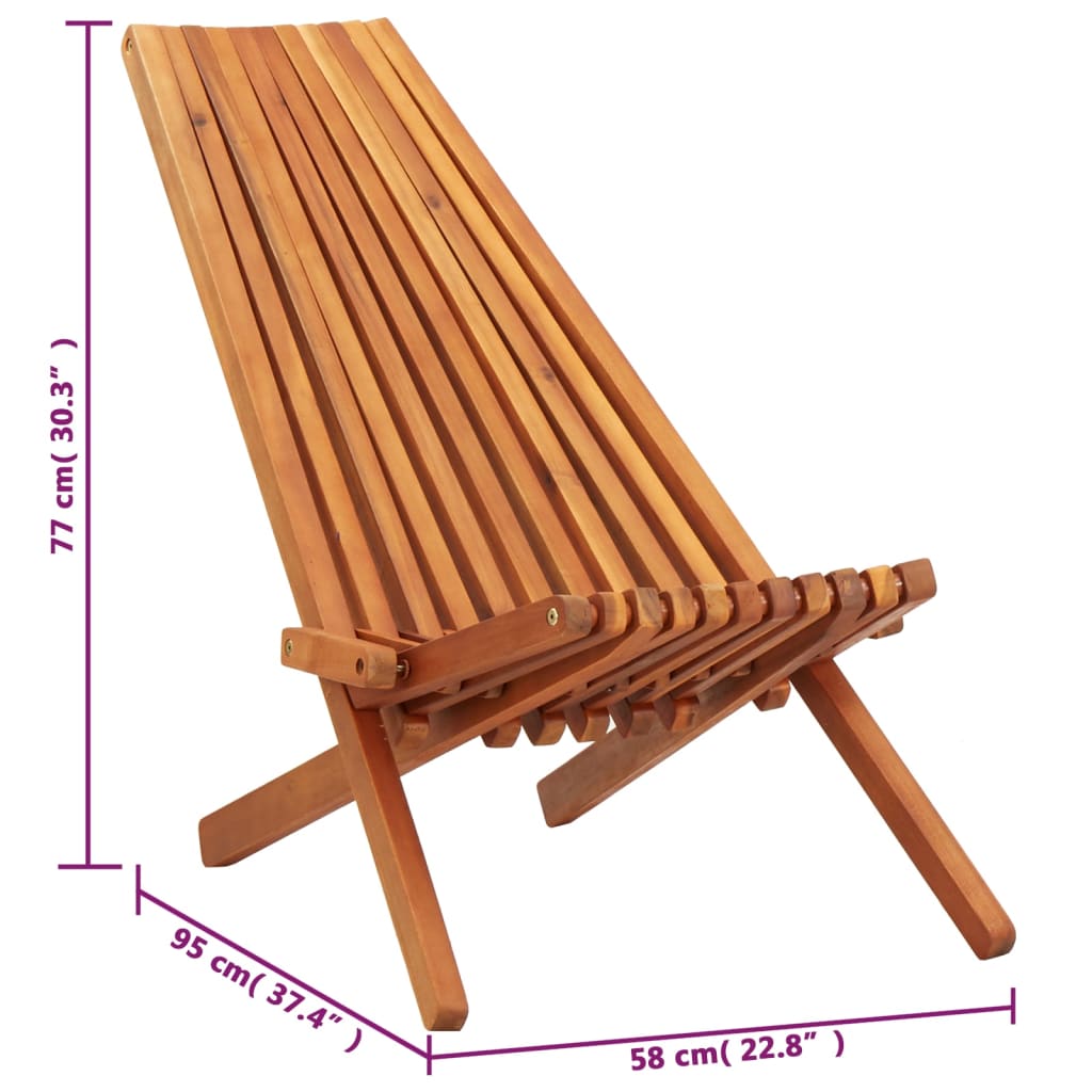 Folding Outdoor Lounge Chair Solid Acacia Wood