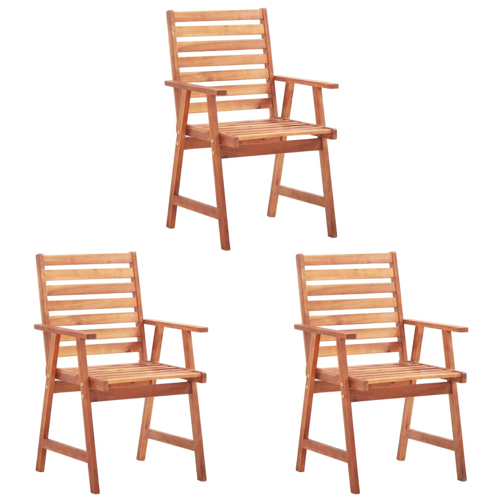 Outdoor Dining Chairs 3 Pcs Solid Acacia Wood