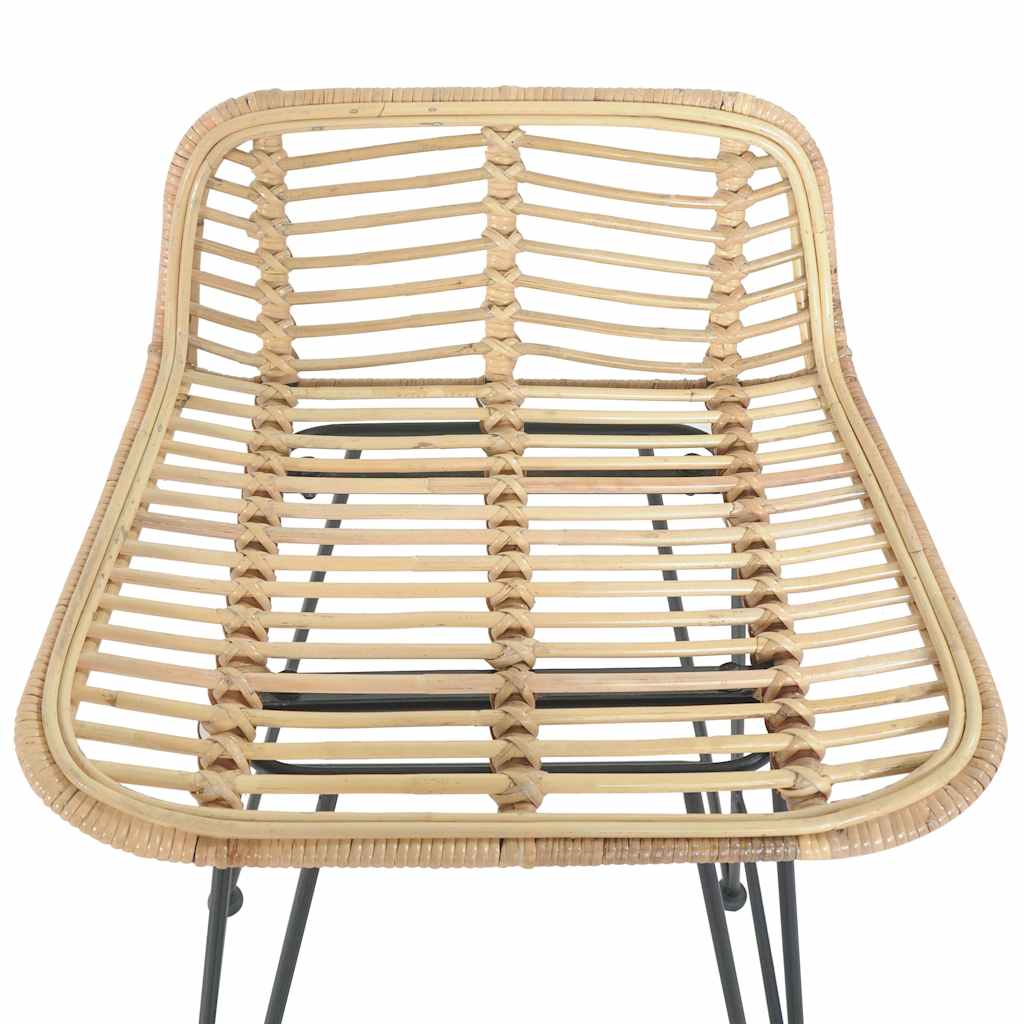 Bar Chairs 2 Pcs Natural Rattan