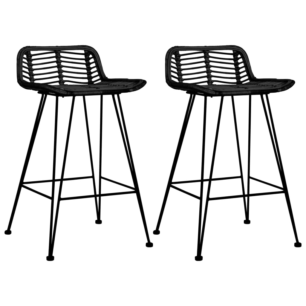 Bar Chairs 2 Pcs Natural Rattan