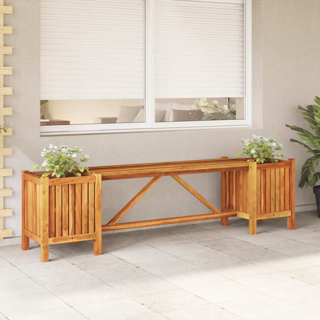 Garden Bench With 2 Planters 150Cm Solid Acacia Wood