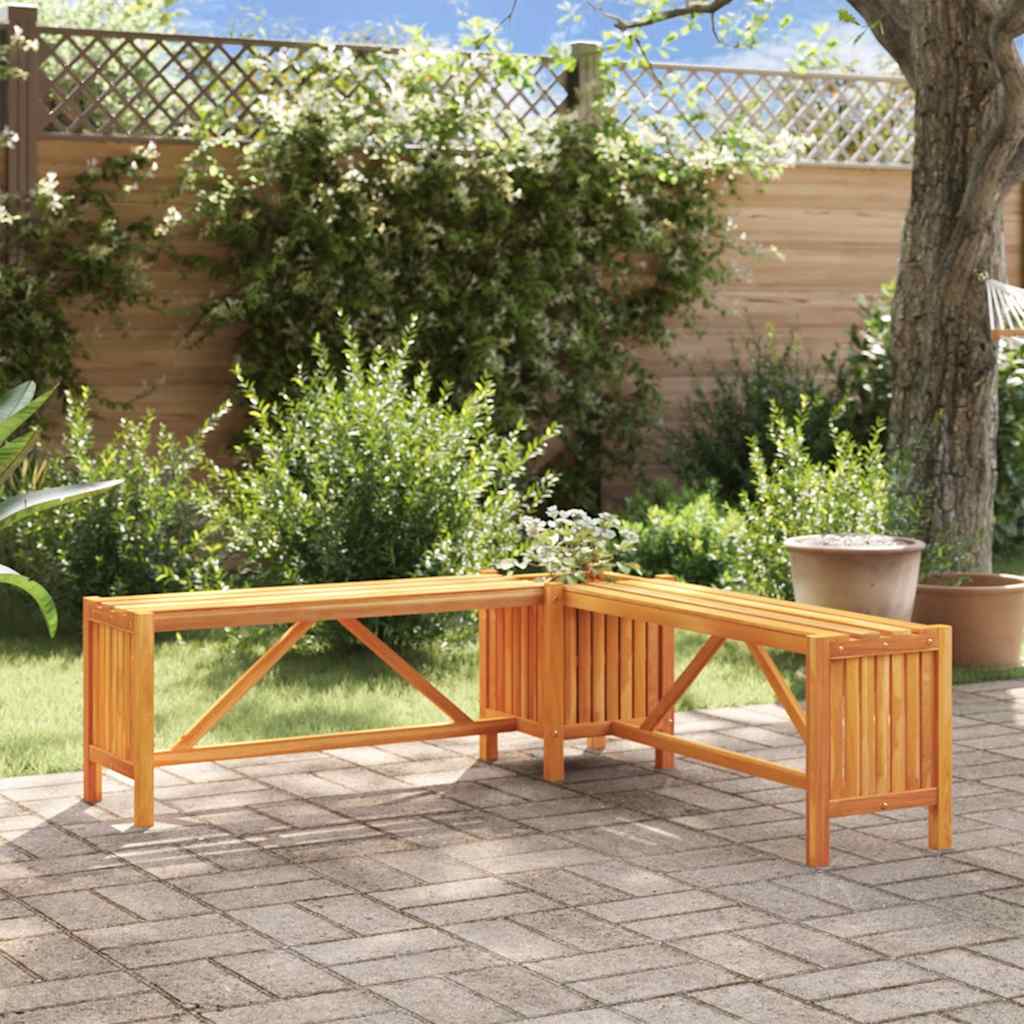 Garden Bench With 2 Planters 150Cm Solid Acacia Wood