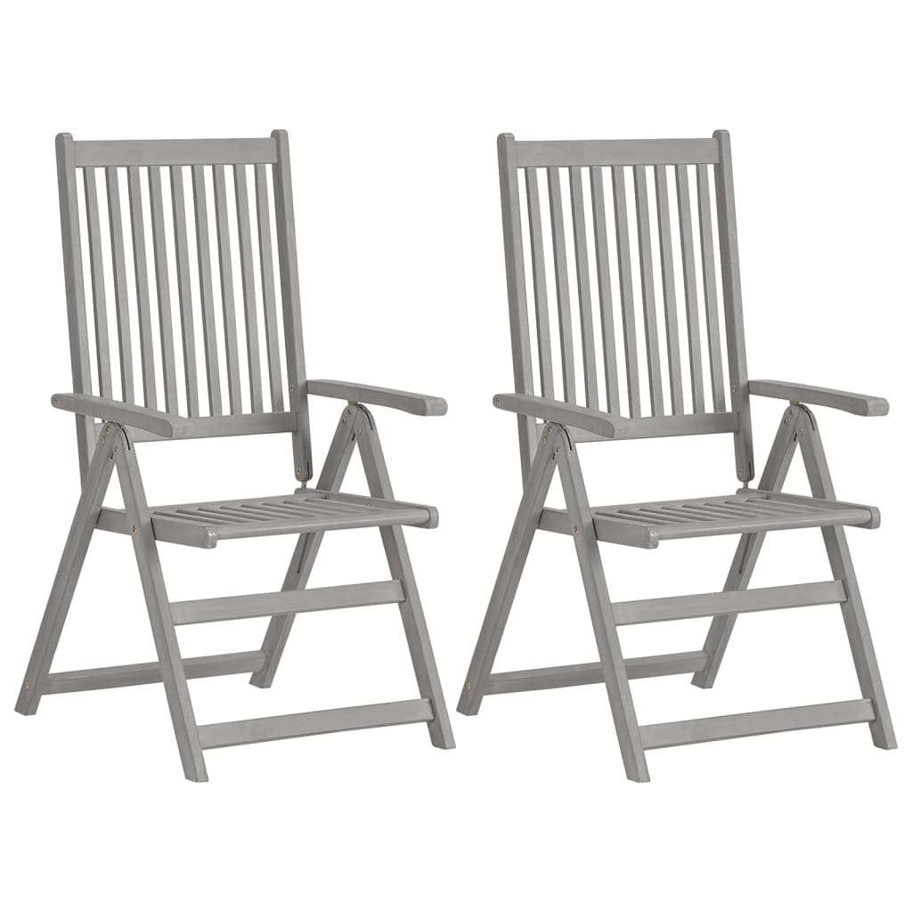 Garden Reclining Chairs 4 Pcs Grey Solid Acacia Wood