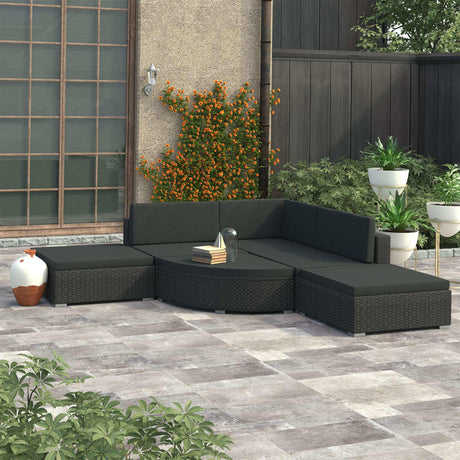 6 Piece Garden Lounge Set With Cushions Poly Rattan