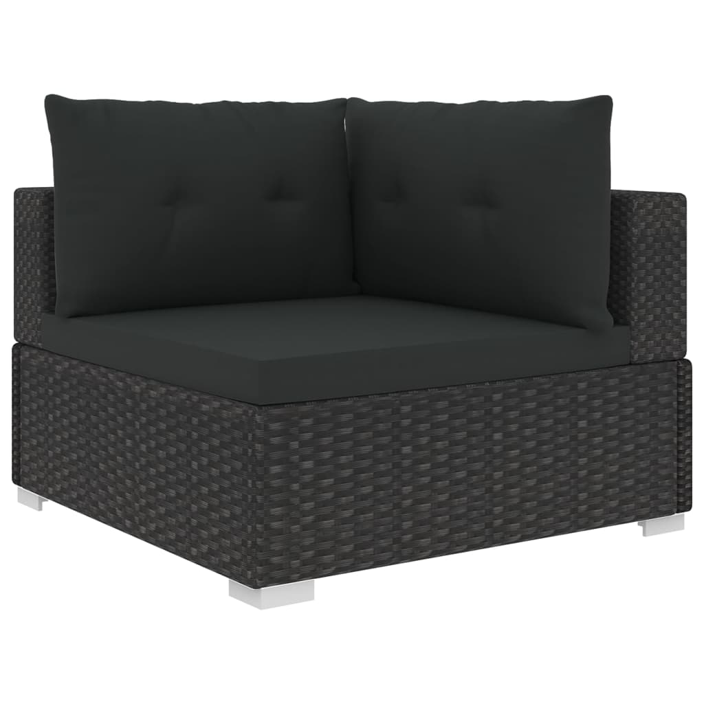 6 Piece Garden Lounge Set With Cushions Poly Rattan Black