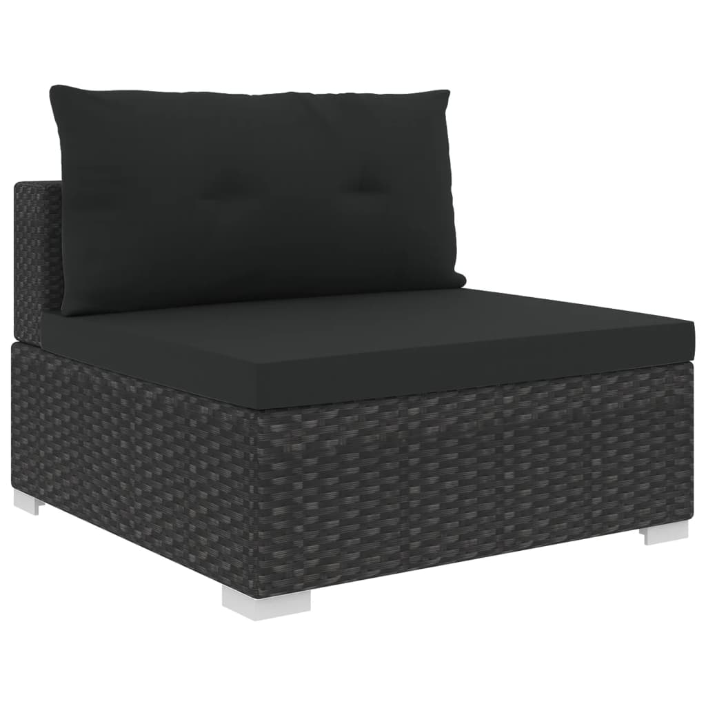 6 Piece Garden Lounge Set With Cushions Poly Rattan Black