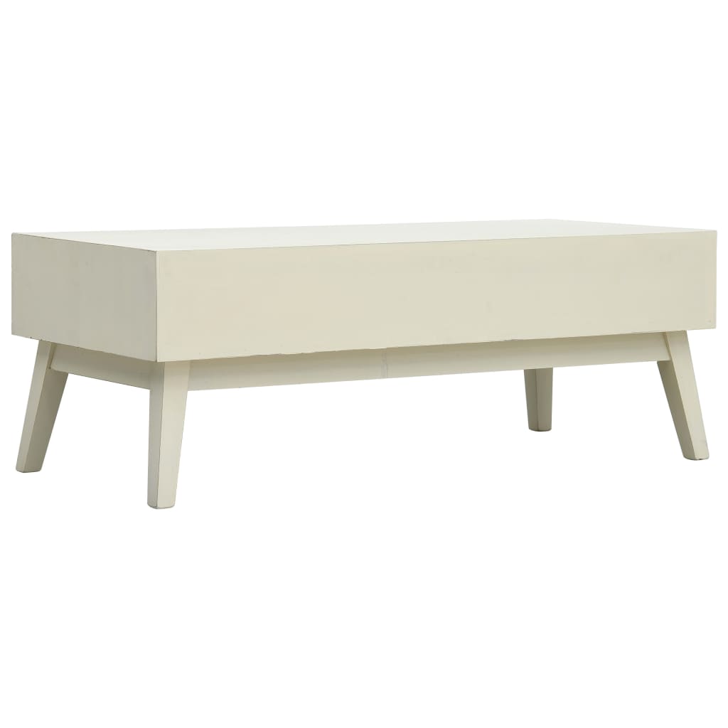 Coffee Table With 2 Drawers Carving Grey 110X50X40 Cm Wood