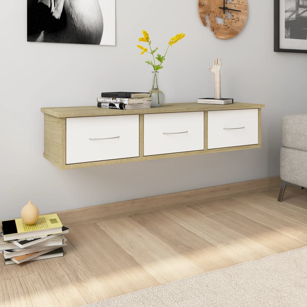 Wall-Mounted Drawer Shelf 88X26X18.5 Cm Engineered Wood