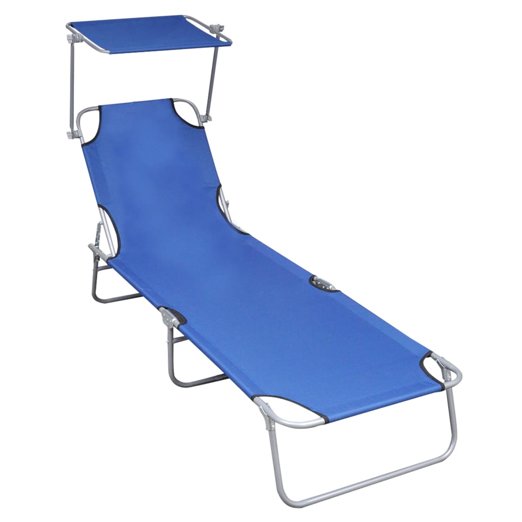 Folding Sun Lounger With Canopy Aluminium