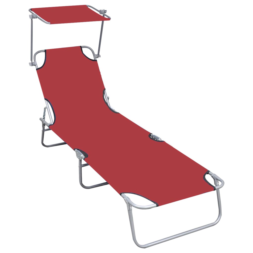 Folding Sun Lounger With Canopy Aluminium