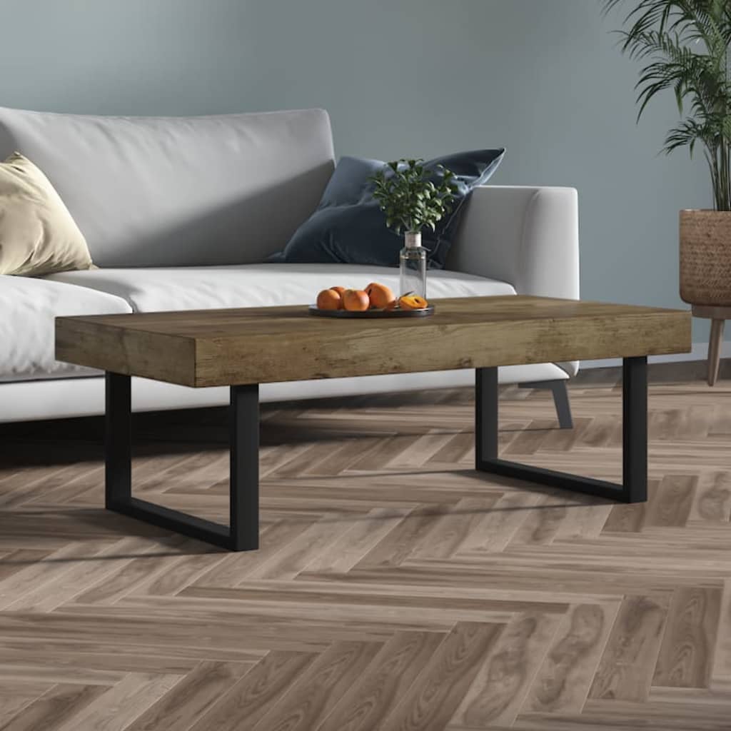 Coffee Table And Black 120X60X40 Cm Mdf And Iron