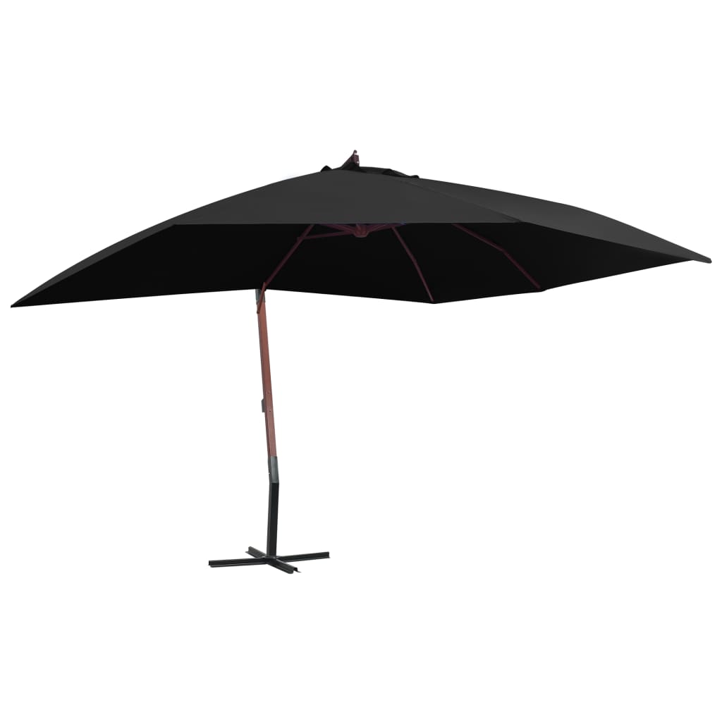 Cantilever Garden Parasol With Wooden Pole 400X300 Cm