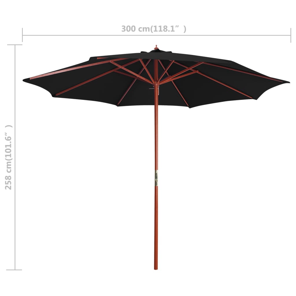 Garden Parasol With Wooden Pole 300X258 Cm