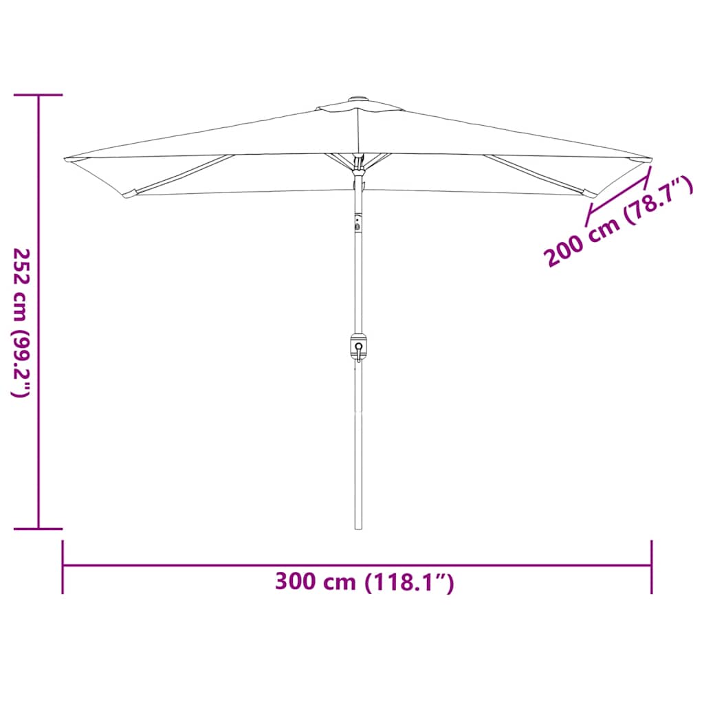 Garden Parasol With Metal Pole 300X200 Cm