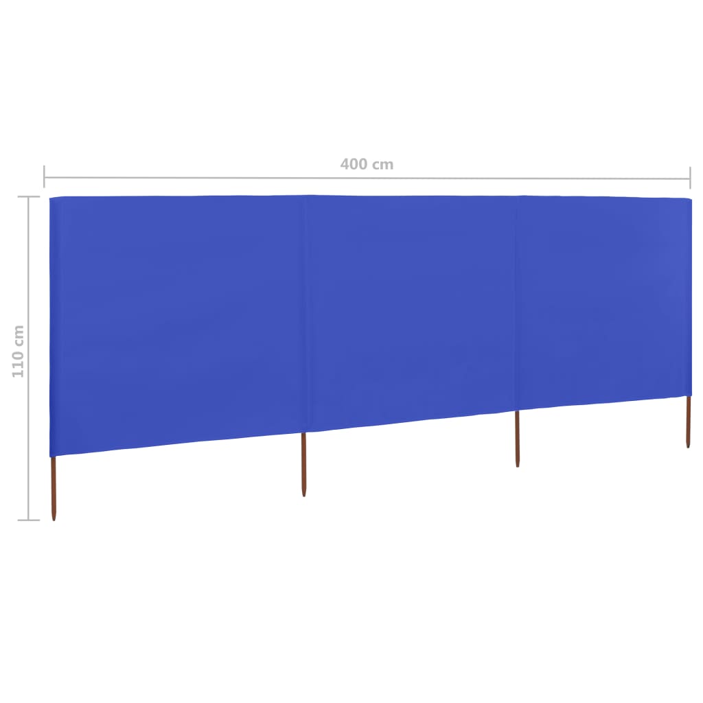 3-Panel Wind Screen Fabric Azure