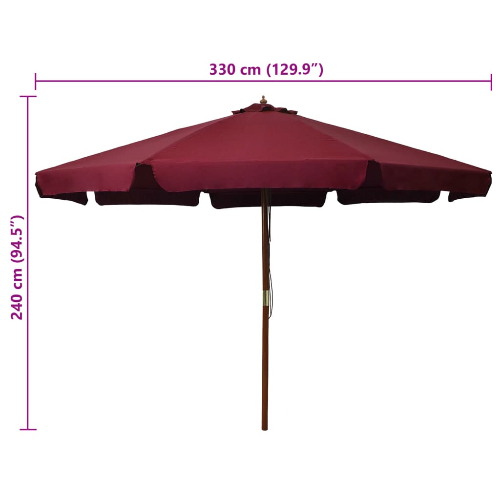 Garden Parasol With Wooden Pole 330 Cm