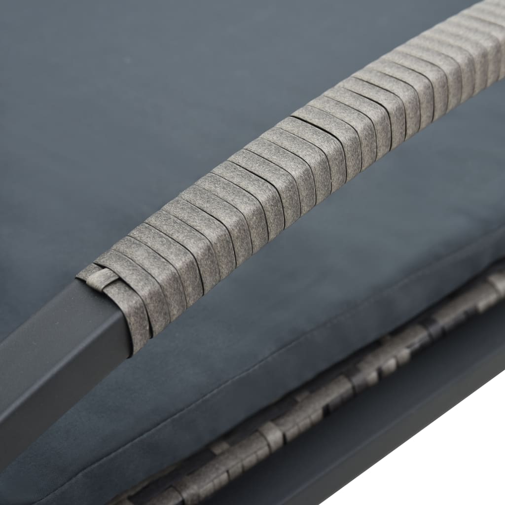 Sun Lounger With Cushion & Wheels Poly Rattan