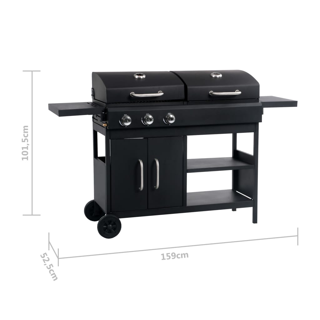 Gas Charcoal Combo Grill With 3 Burners