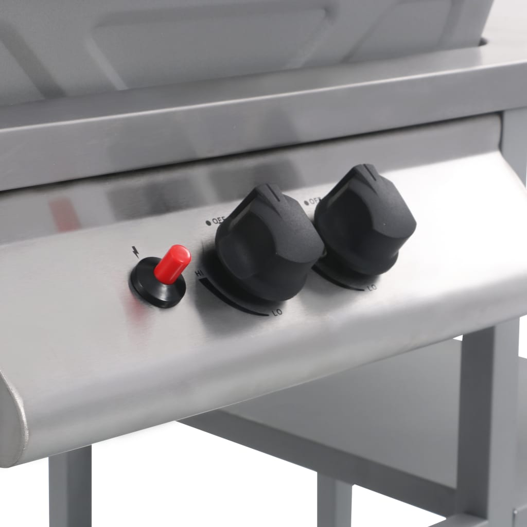 Gas Bbq Grill With 3-Layer Side Table Black And