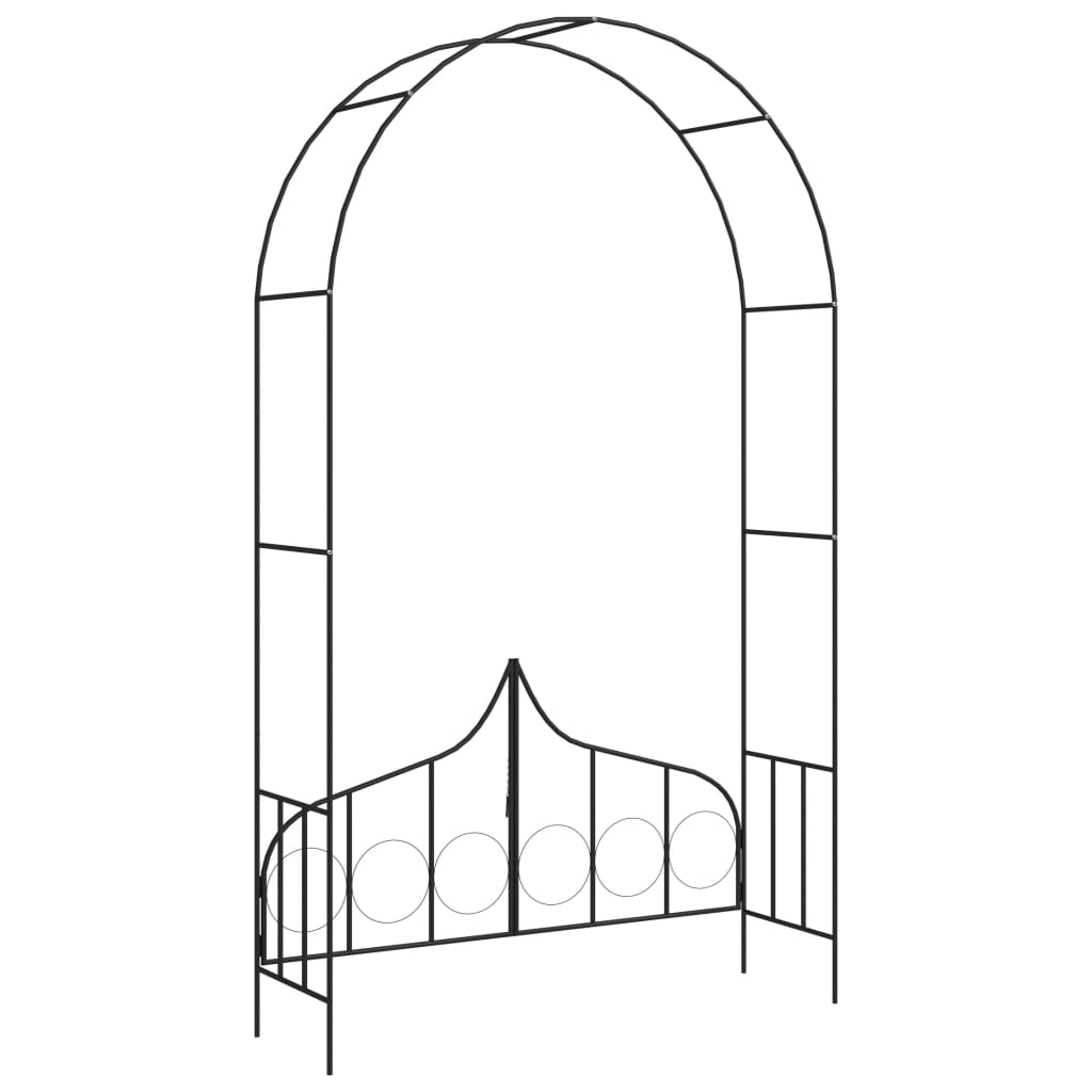 Garden Arch With Gate Black 138X40X238 Cm Iron