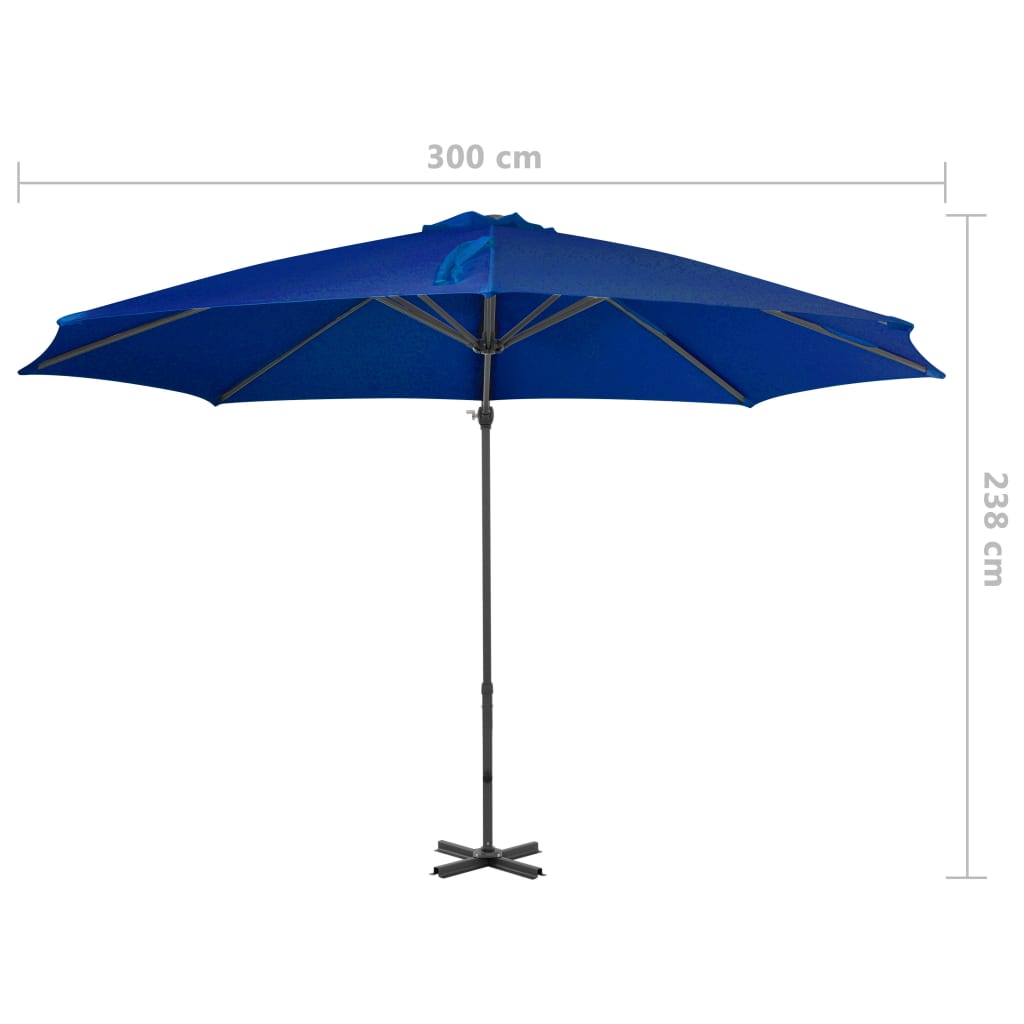 Cantilever Garden Parasol With Aluminium Pole Azure 300 Cm