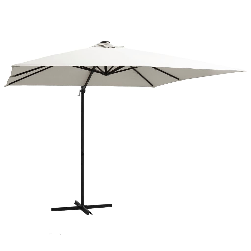 Cantilever Garden Parasol With Led Lights And Steel Pole