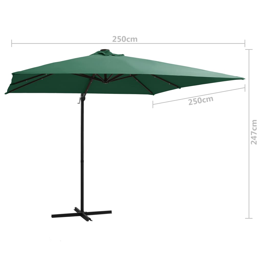Cantilever Garden Parasol With Led Lights And Steel Pole