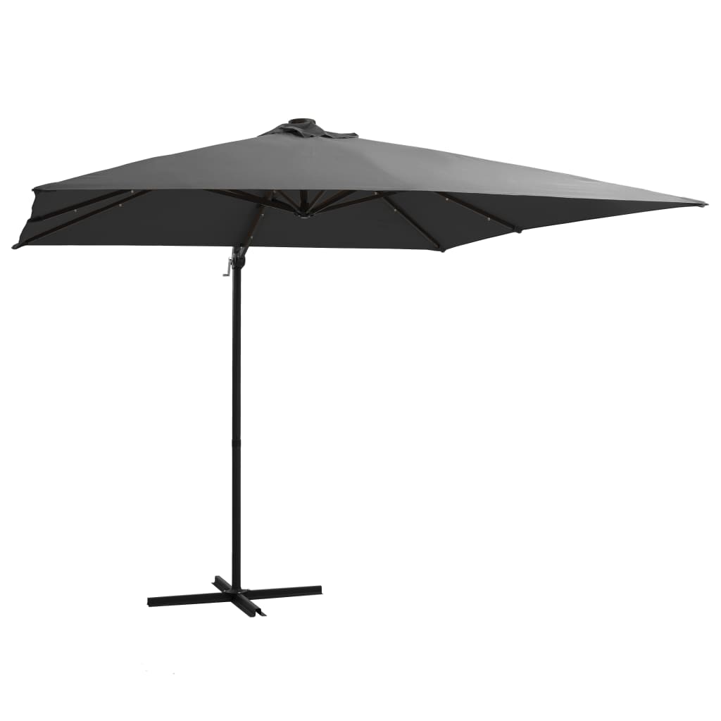 Cantilever Garden Parasol With Led Lights And Steel Pole