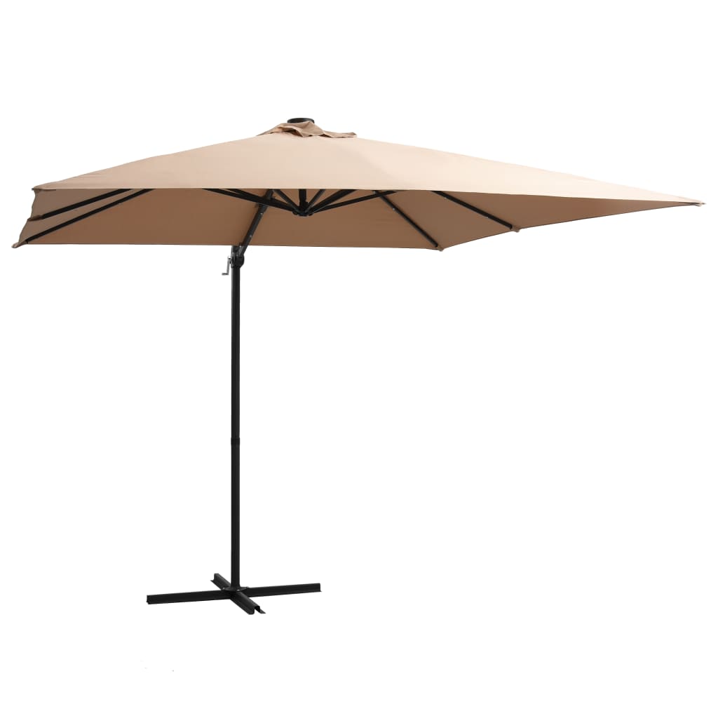 Cantilever Garden Parasol With Led Lights And Steel Pole
