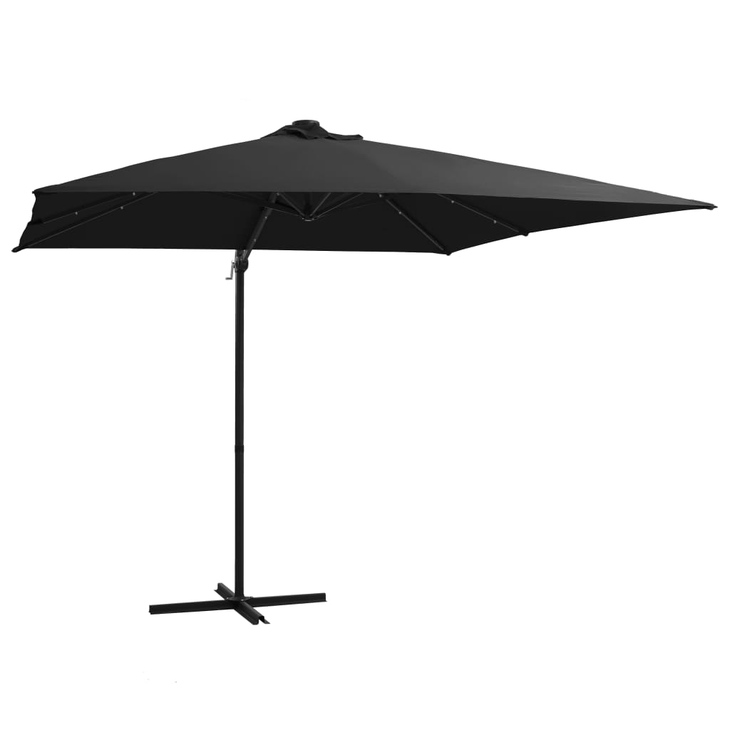 Cantilever Garden Parasol With Led Lights And Steel Pole