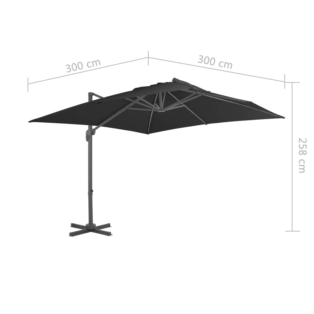 Cantilever Garden Parasol With Aluminium Pole 3X3 M