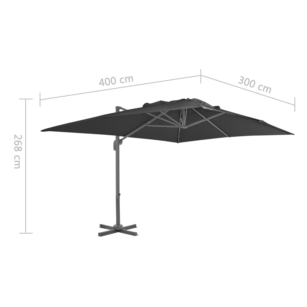 Cantilever Garden Parasol With Aluminium Pole 4X3 M